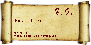 Heger Imre névjegykártya